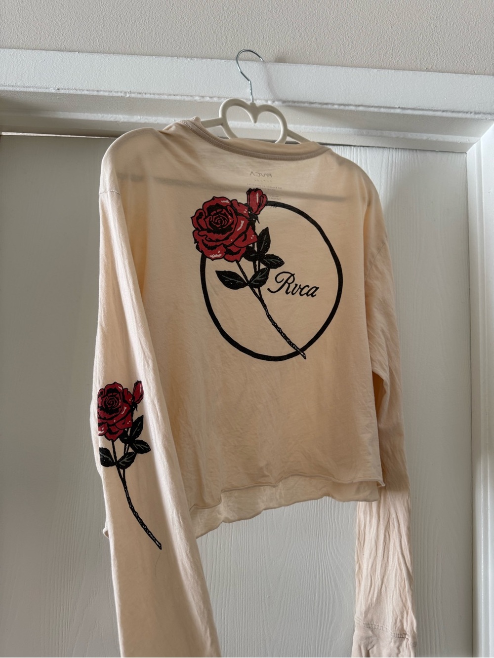 RVCA Cropped Long Sleeve Rose Top